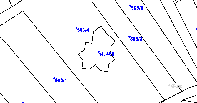 Parcela st. 458 v KÚ Ráječko, Katastrální mapa