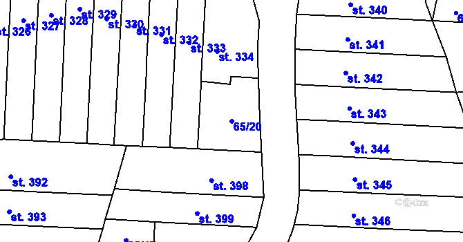 Parcela st. 65/20 v KÚ Ráječko, Katastrální mapa