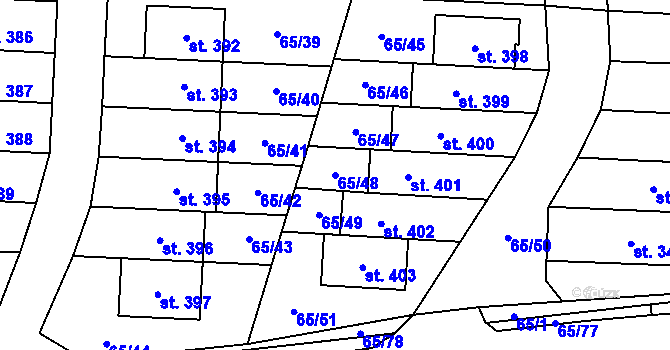 Parcela st. 65/48 v KÚ Ráječko, Katastrální mapa