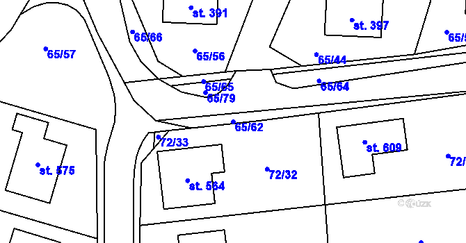 Parcela st. 65/62 v KÚ Ráječko, Katastrální mapa