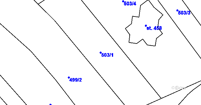 Parcela st. 503/1 v KÚ Ráječko, Katastrální mapa