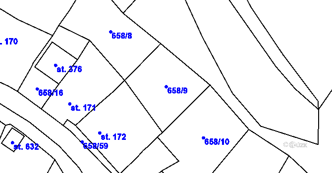 Parcela st. 658/9 v KÚ Ráječko, Katastrální mapa