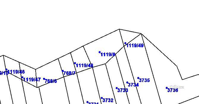 Parcela st. 1119/8 v KÚ Ráječko, Katastrální mapa