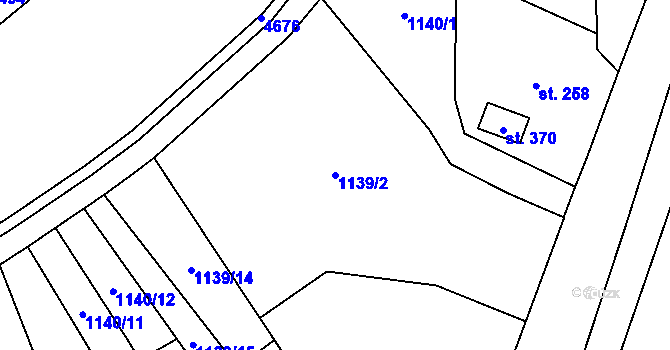Parcela st. 1139/2 v KÚ Ráječko, Katastrální mapa