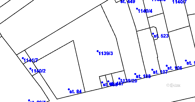 Parcela st. 1139/3 v KÚ Ráječko, Katastrální mapa