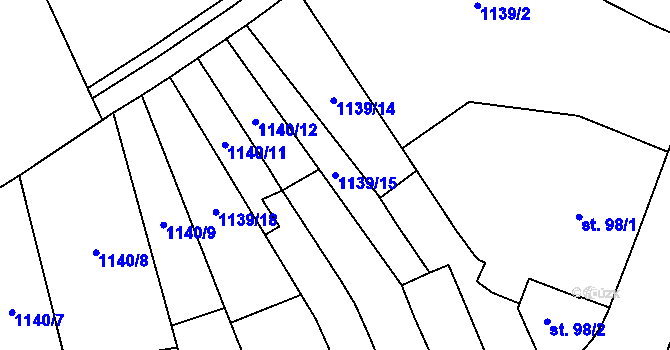 Parcela st. 1139/15 v KÚ Ráječko, Katastrální mapa