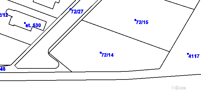 Parcela st. 72/14 v KÚ Ráječko, Katastrální mapa
