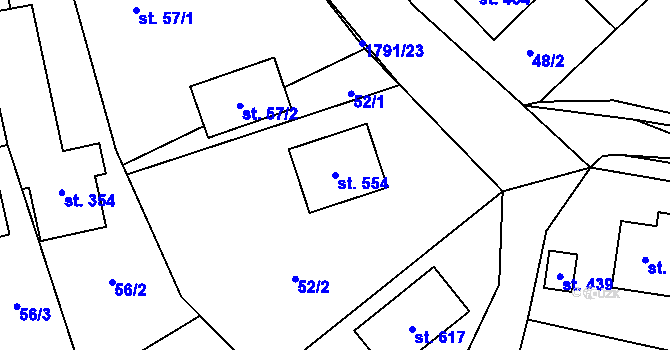Parcela st. 554 v KÚ Ráječko, Katastrální mapa