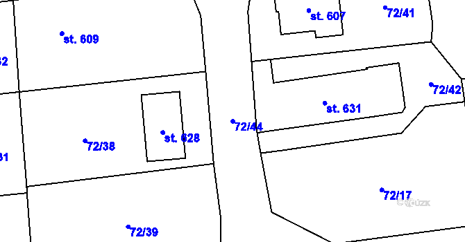 Parcela st. 72/44 v KÚ Ráječko, Katastrální mapa
