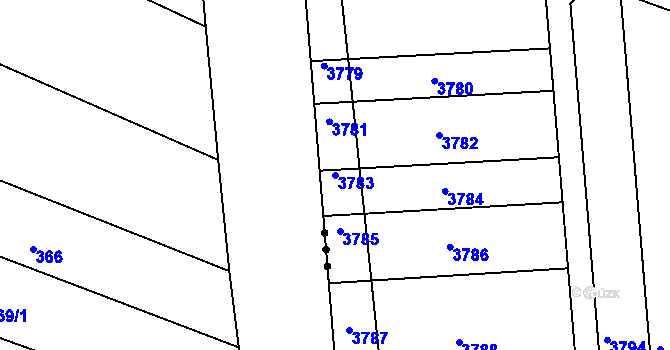 Parcela st. 3783 v KÚ Ráječko, Katastrální mapa