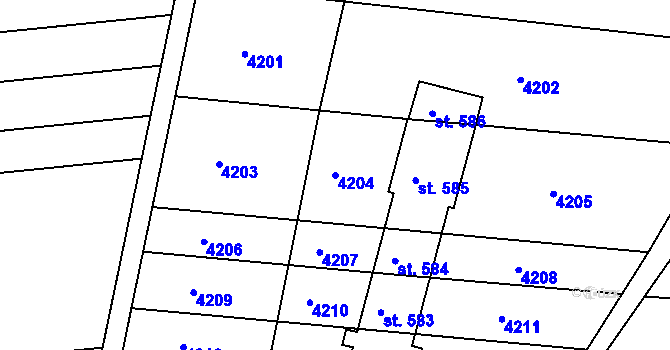 Parcela st. 4204 v KÚ Ráječko, Katastrální mapa