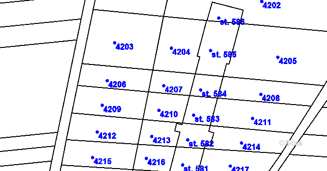 Parcela st. 4207 v KÚ Ráječko, Katastrální mapa