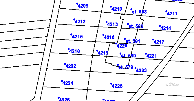 Parcela st. 4219 v KÚ Ráječko, Katastrální mapa