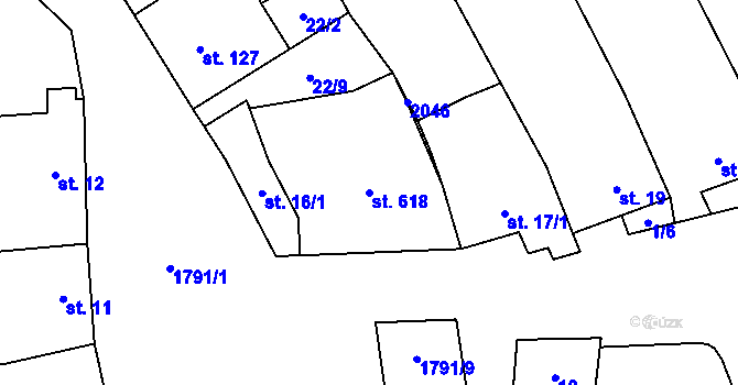 Parcela st. 618 v KÚ Ráječko, Katastrální mapa