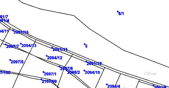 Parcela st. 5 v KÚ Rajhrad, Katastrální mapa