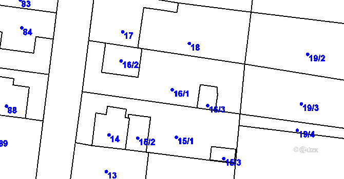 Parcela st. 16/1 v KÚ Rajhrad, Katastrální mapa