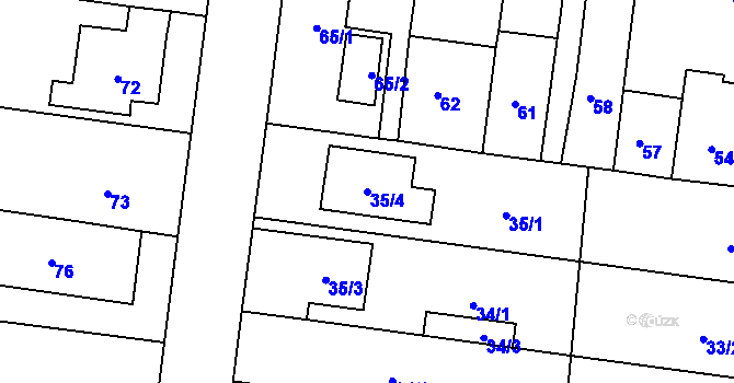 Parcela st. 35/4 v KÚ Rajhrad, Katastrální mapa