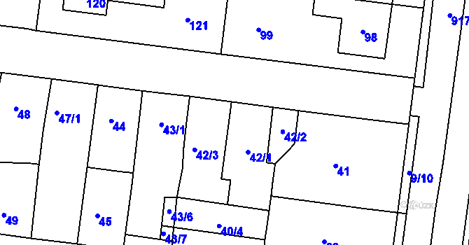 Parcela st. 42 v KÚ Rajhrad, Katastrální mapa