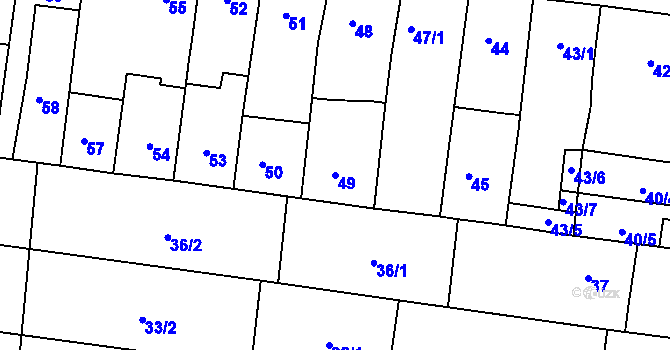 Parcela st. 49 v KÚ Rajhrad, Katastrální mapa