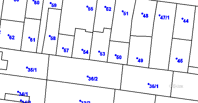 Parcela st. 53 v KÚ Rajhrad, Katastrální mapa