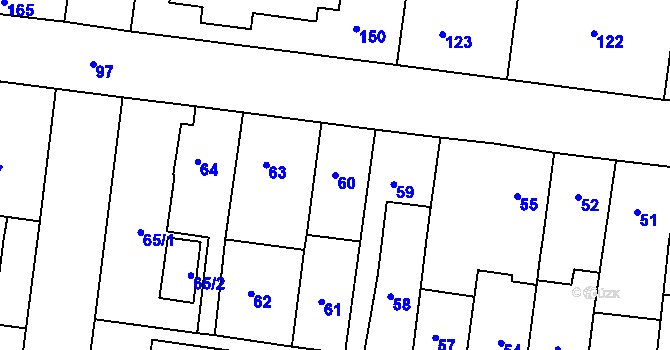 Parcela st. 60 v KÚ Rajhrad, Katastrální mapa