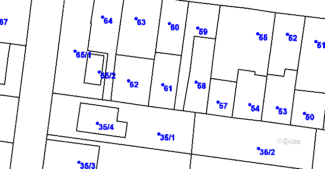 Parcela st. 61 v KÚ Rajhrad, Katastrální mapa