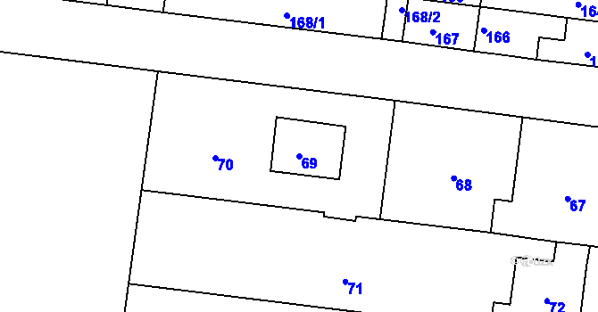 Parcela st. 69 v KÚ Rajhrad, Katastrální mapa
