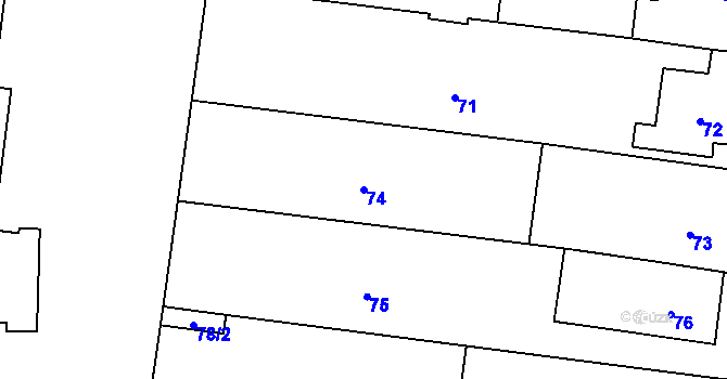 Parcela st. 74 v KÚ Rajhrad, Katastrální mapa
