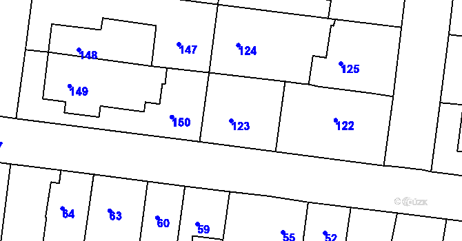 Parcela st. 123 v KÚ Rajhrad, Katastrální mapa
