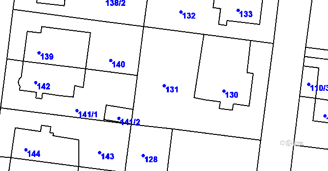 Parcela st. 131 v KÚ Rajhrad, Katastrální mapa