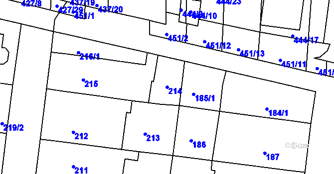 Parcela st. 214 v KÚ Rajhrad, Katastrální mapa