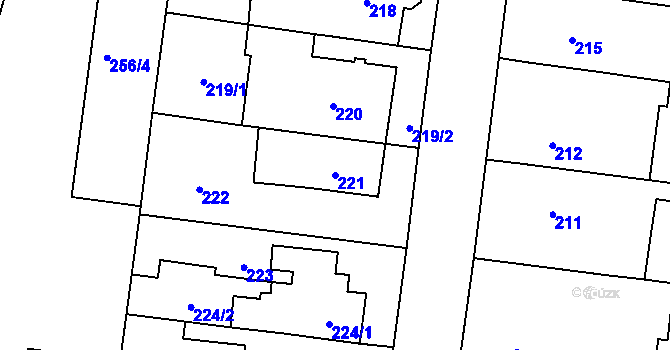 Parcela st. 221 v KÚ Rajhrad, Katastrální mapa