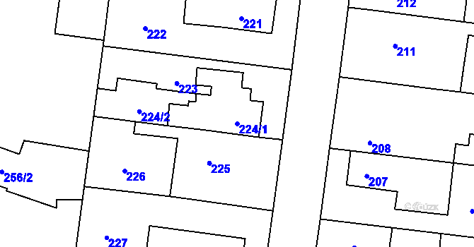 Parcela st. 224/1 v KÚ Rajhrad, Katastrální mapa