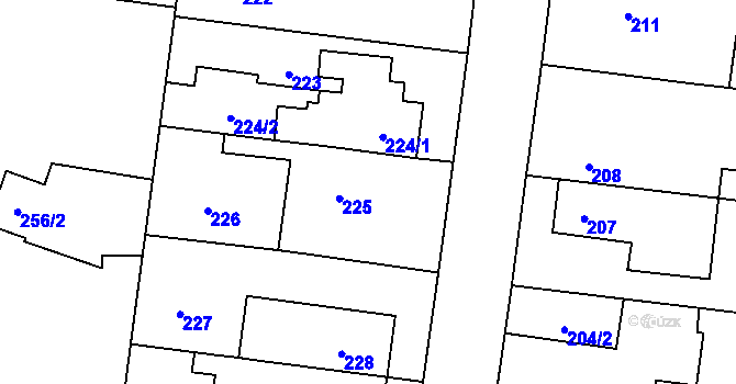 Parcela st. 225 v KÚ Rajhrad, Katastrální mapa