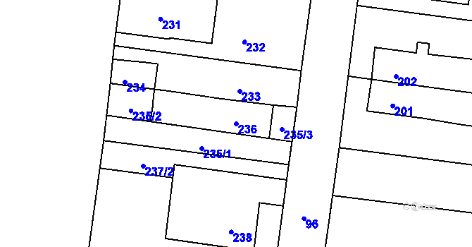 Parcela st. 236 v KÚ Rajhrad, Katastrální mapa