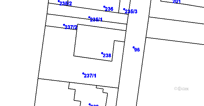 Parcela st. 238 v KÚ Rajhrad, Katastrální mapa