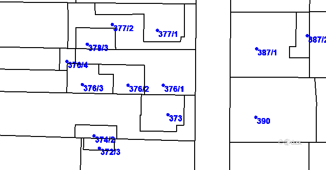 Parcela st. 376/1 v KÚ Rajhrad, Katastrální mapa
