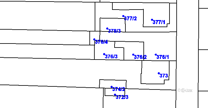 Parcela st. 376/3 v KÚ Rajhrad, Katastrální mapa