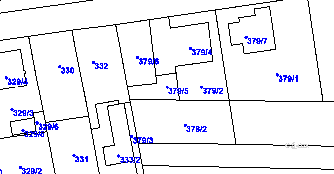 Parcela st. 379/5 v KÚ Rajhrad, Katastrální mapa