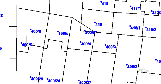 Parcela st. 400/4 v KÚ Rajhrad, Katastrální mapa