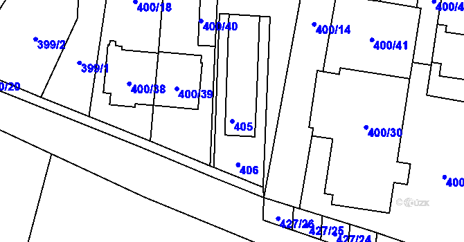 Parcela st. 405 v KÚ Rajhrad, Katastrální mapa