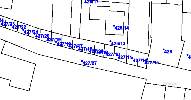 Parcela st. 427/9 v KÚ Rajhrad, Katastrální mapa