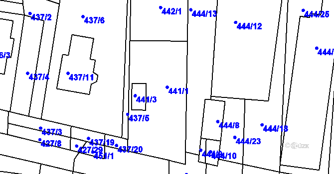 Parcela st. 441/1 v KÚ Rajhrad, Katastrální mapa