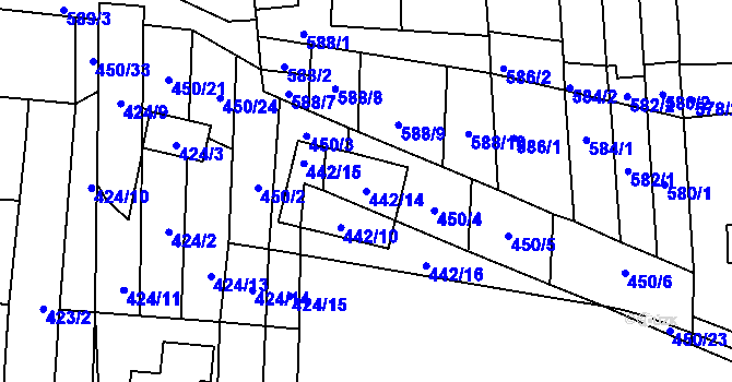Parcela st. 442/14 v KÚ Rajhrad, Katastrální mapa