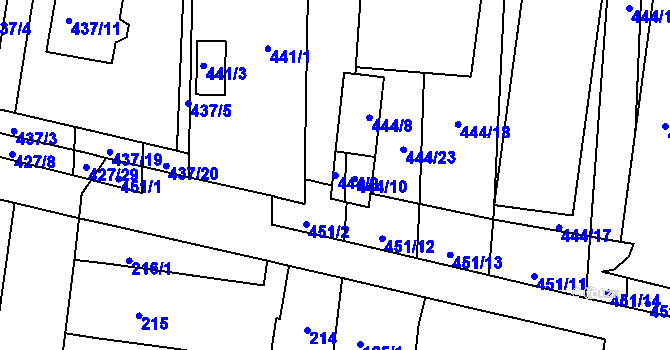 Parcela st. 444/9 v KÚ Rajhrad, Katastrální mapa