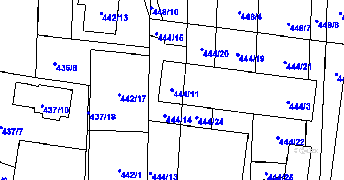 Parcela st. 444/11 v KÚ Rajhrad, Katastrální mapa
