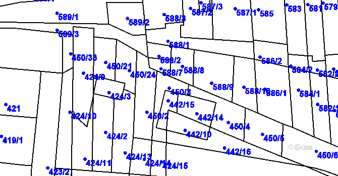 Parcela st. 450/3 v KÚ Rajhrad, Katastrální mapa