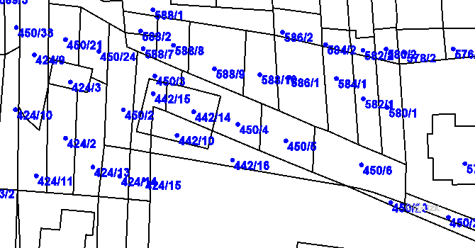Parcela st. 450/4 v KÚ Rajhrad, Katastrální mapa