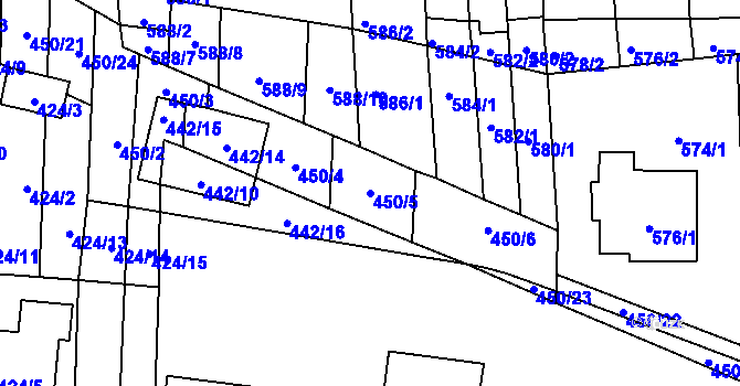 Parcela st. 450/5 v KÚ Rajhrad, Katastrální mapa
