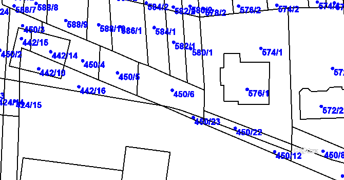Parcela st. 450/6 v KÚ Rajhrad, Katastrální mapa